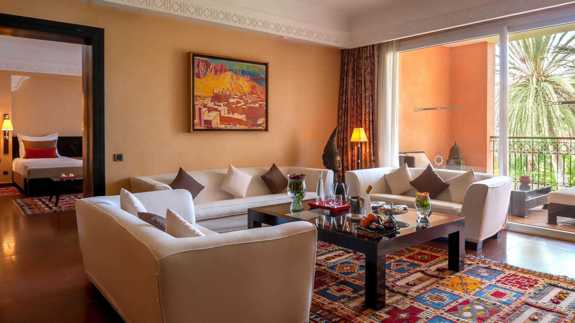 Tikida Golf Palace Агадир Экстерьер фото A living room in a suite at the hotel
